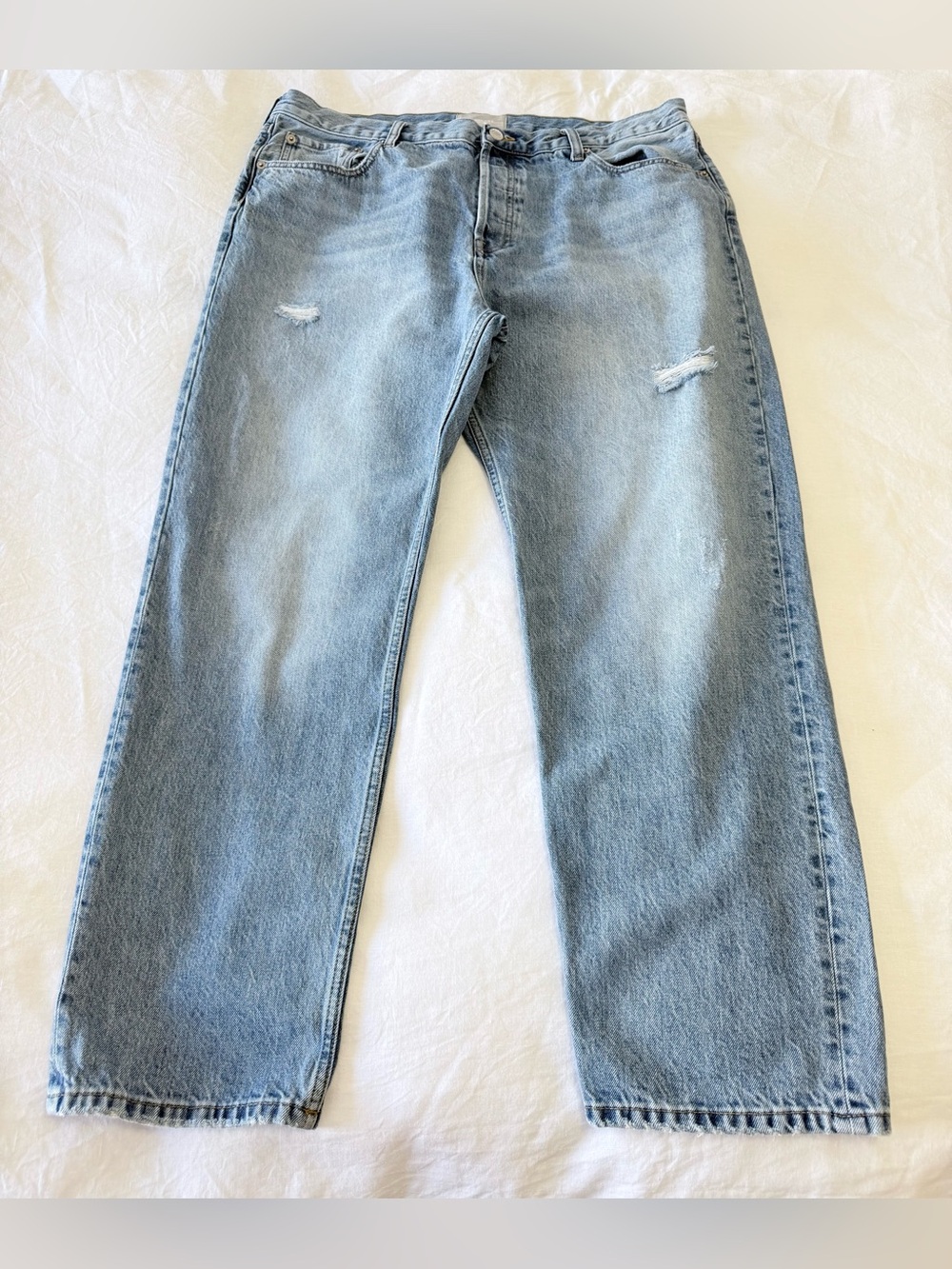 Everlane | Women’s 32 | The Relaxed Straight Fit Jeans Blue Distressed High Rise